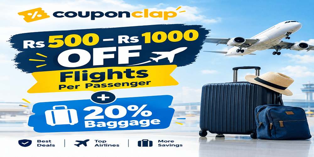 Rs 500–Rs 1000 OFF Flights Per Passenger + 20% Baggage 